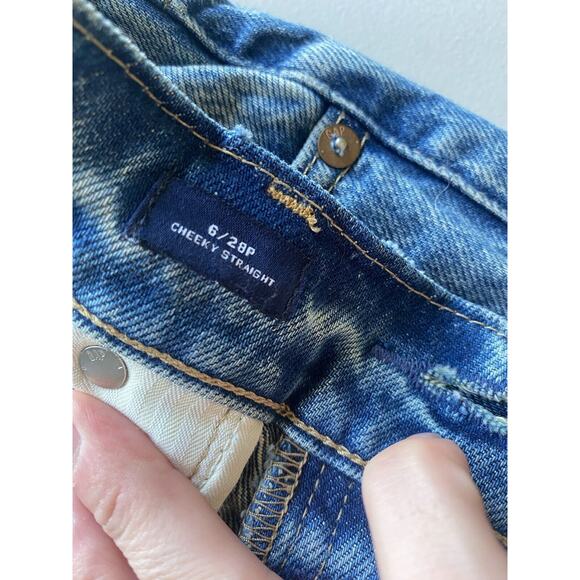 Gap Jeans Womens Size 6/ 28P Distressed Denim Cheeky Straight Hi-Rise Button Fly - Picture 5 of 9